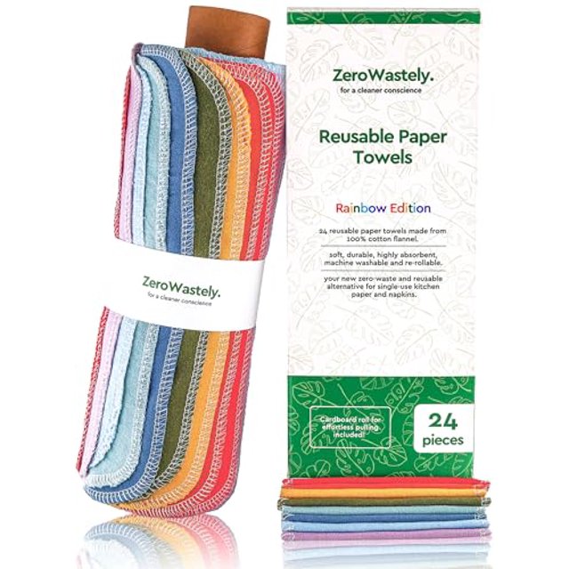 ZeroWastely Reusable Paper Towels Value Pack of 24 Paperless Paper