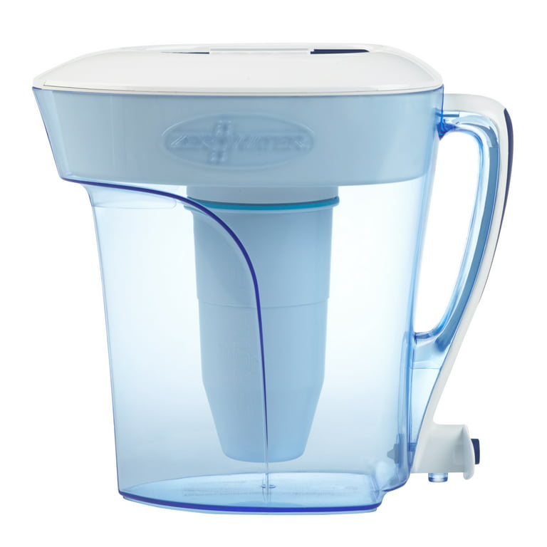 ZeroWater 10-Cup Ready-Pour Pitcher with Free TDS Light Up Indicator, Blue/White