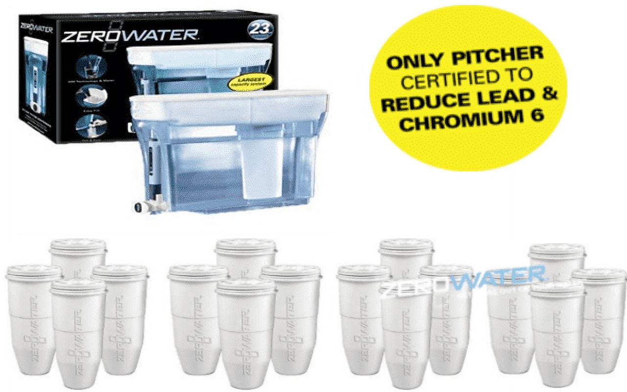 ZeroWater 23 Cup Pitcher Bundle16 Pack Ion Exchange Water Dispenser