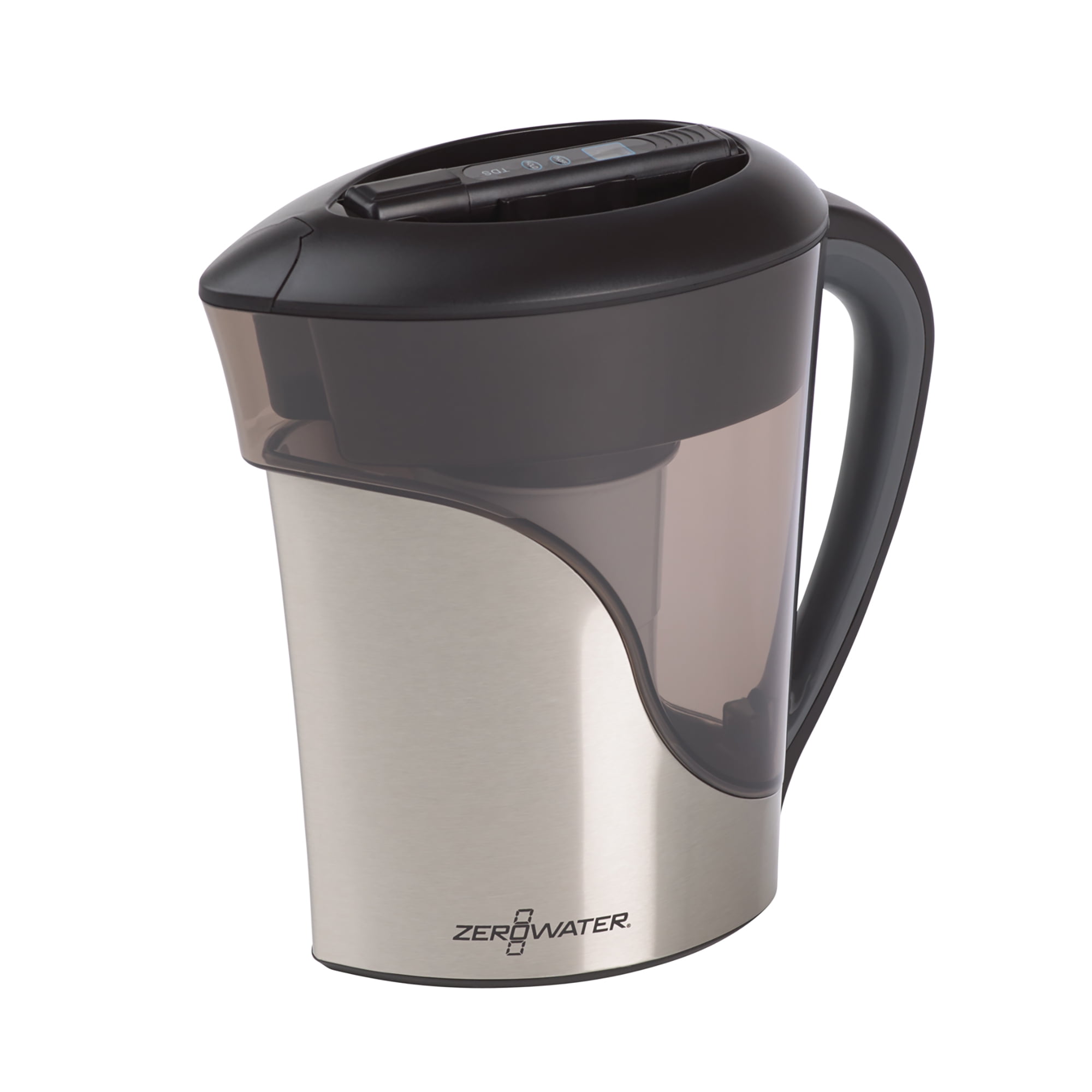 ZeroWater® 8-Cup Stainless Steel Pitcher with Free Water Quality