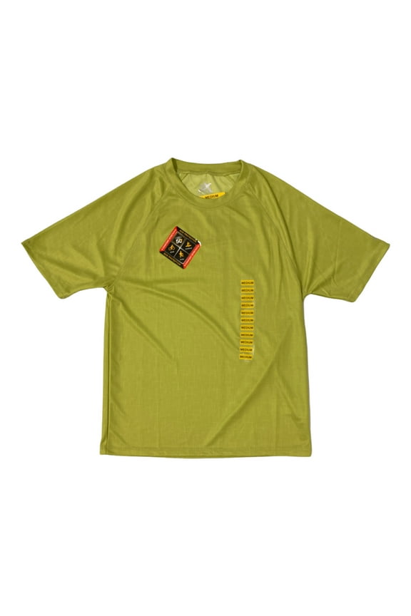 Men's Short Sleeve Rash Guard Sun Protection Tee (Lime, M)