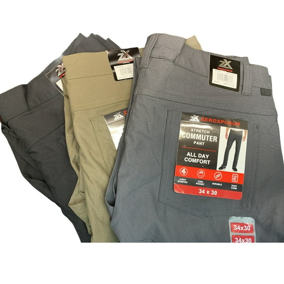 ZeroXposur Men's Stretch Commuter Pants, All Day Comfort (Black, 42x30)
