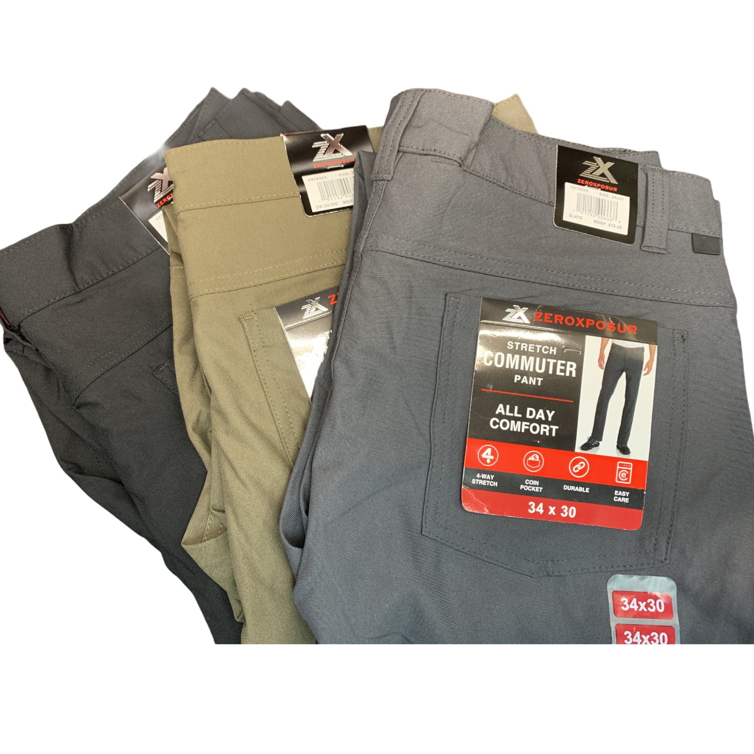 ZeroXposur Men's Stretch Commuter Pants, All Day Comfort (Slate, 42x32