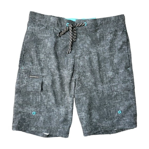 ZeroXposur Men's UPF 50+ Sun Protection Comfort Liner Velcro Waist Swim Trunks (Black Spray, S)