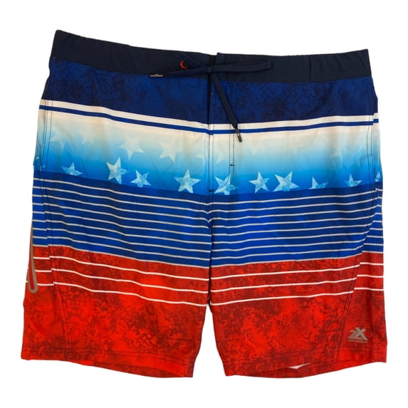 ZeroXposur Men's UPF 50+ Sun Protection Quick Dry Swim Trunks (Navy Stars, L)