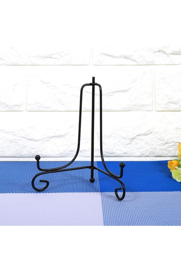Zerodis 1 pcs 4 - 12 Iron Easel Classic Display Stand Bowl Plate Photo Frame Book Artwor Black