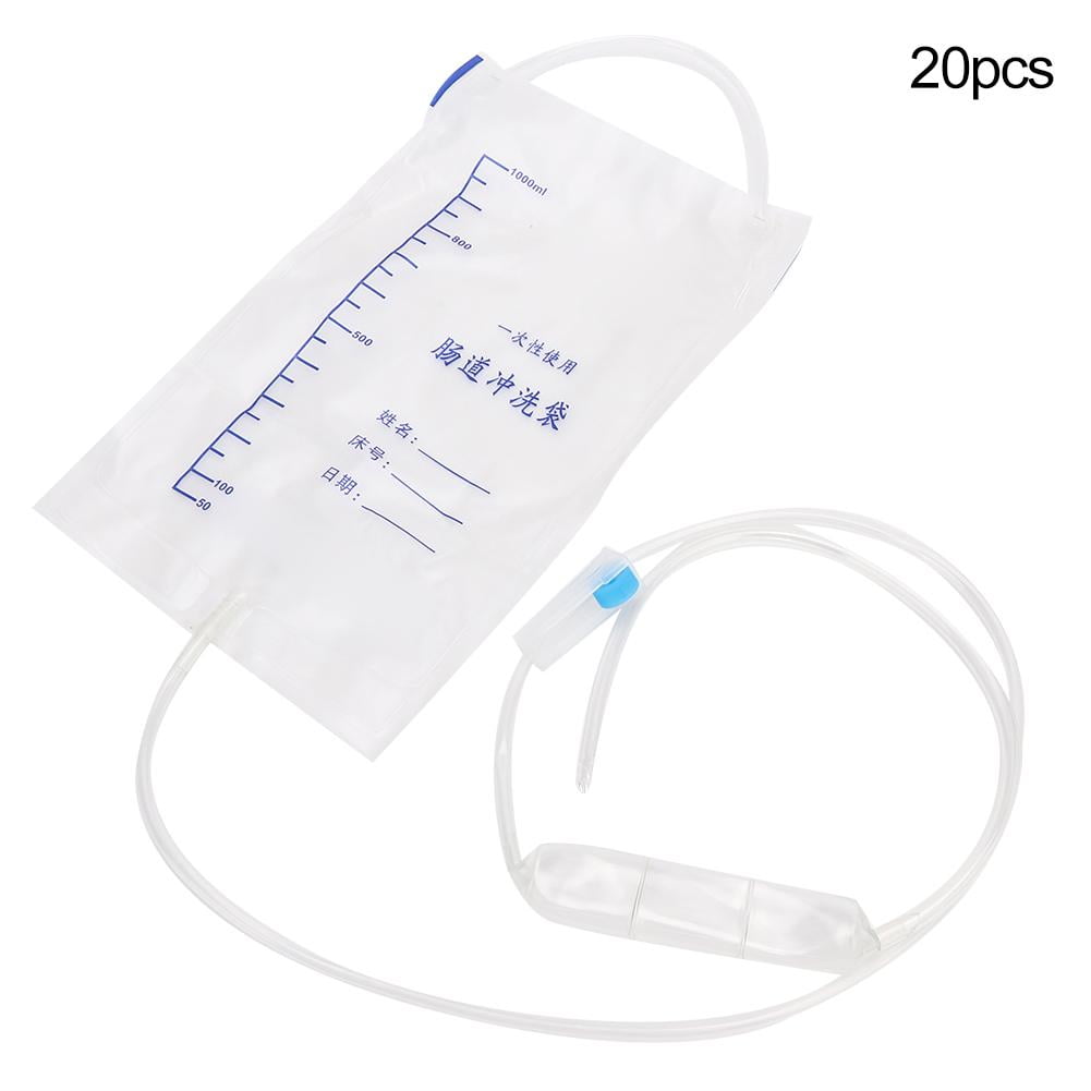 Zerodis 20pc Enema Kit, 1000ml Enema Bag with Long Silicone Hose for