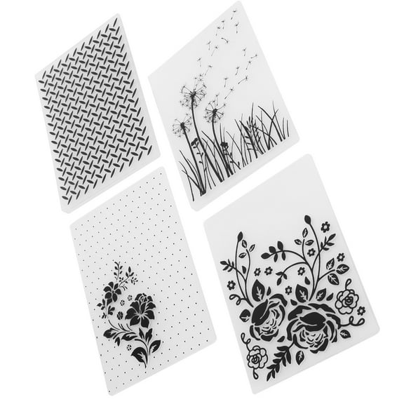 Zerodis 4Pcs Plastic Embossing Folders Card Paper Craft Scrapbooking Embossed Templates