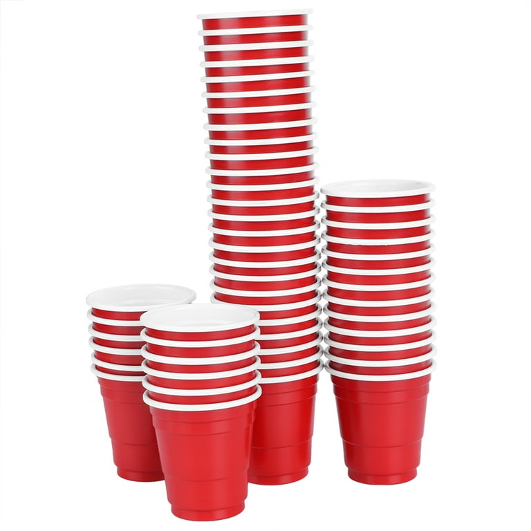 Zerodis 50Pcs Red Disposable Plastic Cups 5.5Oz Coffee Beer Drinking  Wedding Party Cup Tumblers Tableware Party Supplies