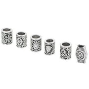zerodis 6pcs / lot الفضة فايكنغ الخرز عقدة الشعر الخرزة rune dreadlock جديلة