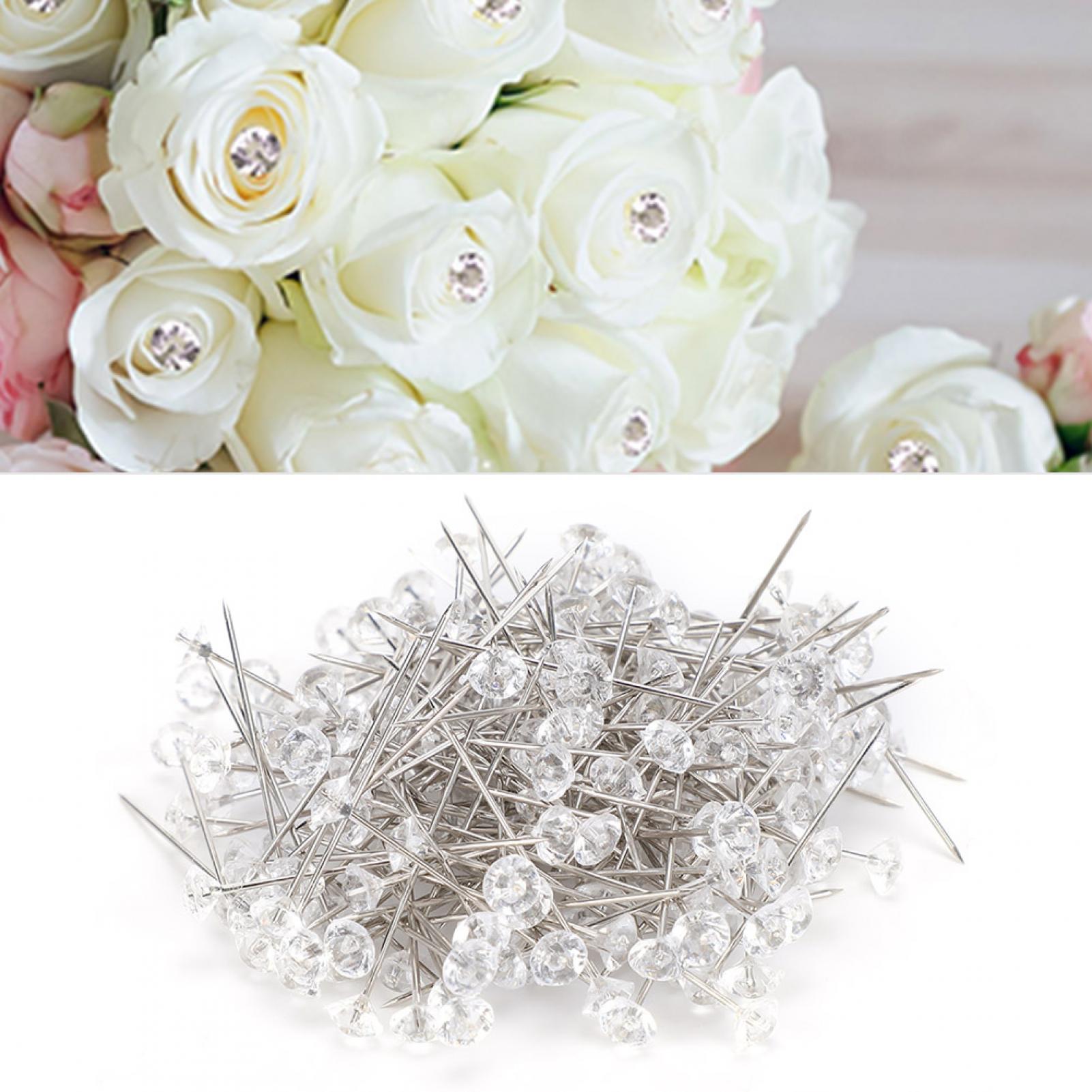 Zerodis Crystal Head Pin,200Pcs Flower Bouquet Pins Brooch Sewing Crystal  Head Pearl for Wedding Jewelry Decoration