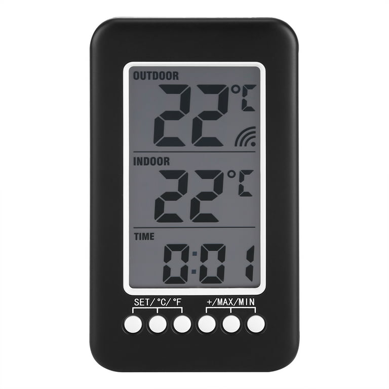 AcuRite Battery-Powered Indoor/Outdoor Digital Thermometer with Clock,  White, 3.5 H x 2.3 W x 1.2 D 