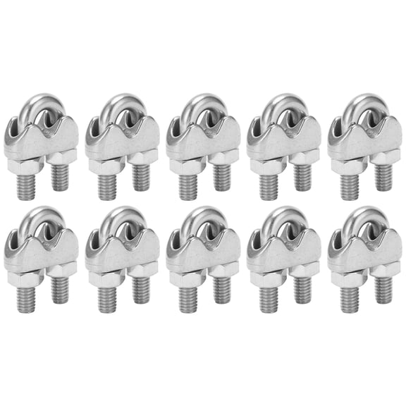Zerodis Wire Rope Clips,Stainless Steel Wire Rope Cable Clip Clamp,10pcs 1/4 Inch M6 Stainless Steel Wire Rope Cable Clip Clamp U Bolt Saddle Fastener