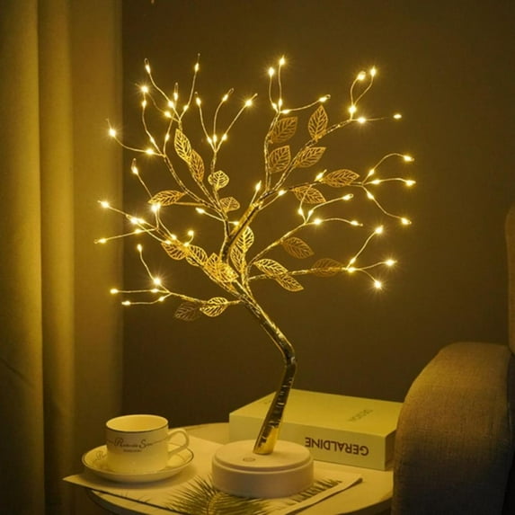 Zerofeel LED Desk Tree Lamp, Desk Table Decor 108/36 LED Head Lights for Home,Bedroom, Indoor,Wedding Party, Decoration Touch Switch Battery Powered or USB Adapter