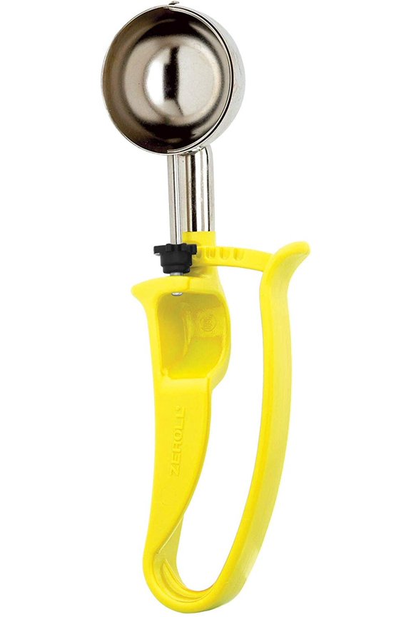 2020 Universal EZ Disher Food Portion Control Scoop Designed for Right or Left Hand Use Dishwasher Safe NSF Approved, 2 1/8-inch, Yellow