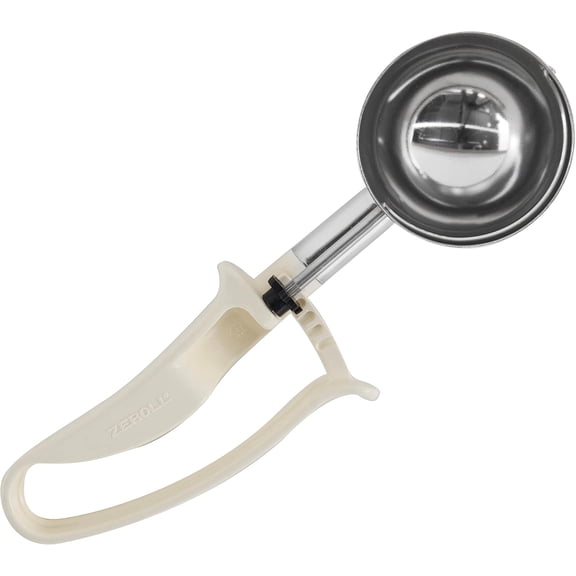 Zeroll Universal Standard Length EZ Disher Food Portion Control Scoop Designed for Right or Left Hand Use Dishwasher Safe, 2 5/8-Inch, Ivory