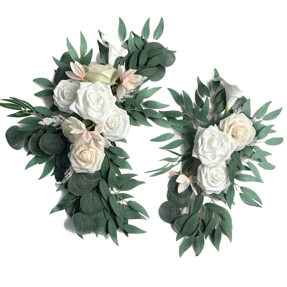 Zeronic Wedding Arch Flowers Artificial Flowers for Reception Backdrop and Welcome Ceremony Sign Flower Swag for Beautiful Dream Wedding Ceremony Floral Decor Pack of 2