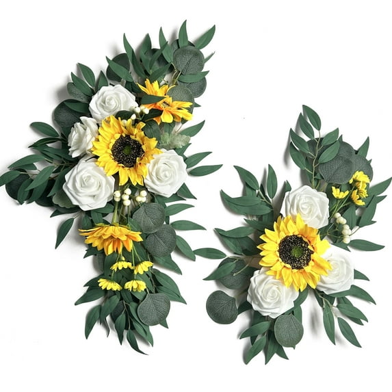 Zeronic Wedding Arch Flowers Artificial Flowers for Reception Backdrop and Welcome Ceremony Sign Flower Swag for Beautiful Dream Wedding Ceremony Floral Decor Pack of 2