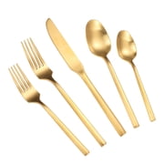 Zerophilo 20 Piece Matte Gold Flatware Set for 4, 18/0 Stainless Steel Cutlery with Hexagon Handle, Dishwasher Safe