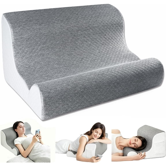 Zerora Reading Pillow for Sitting Up in Bed Rest, Lumbar Neck Support Pillow with Back Support, Home Bedroom Sofa Dorm Essentials for Sleeping Reading Gaming Foot Rest Floor Chair Cushion (Grey)