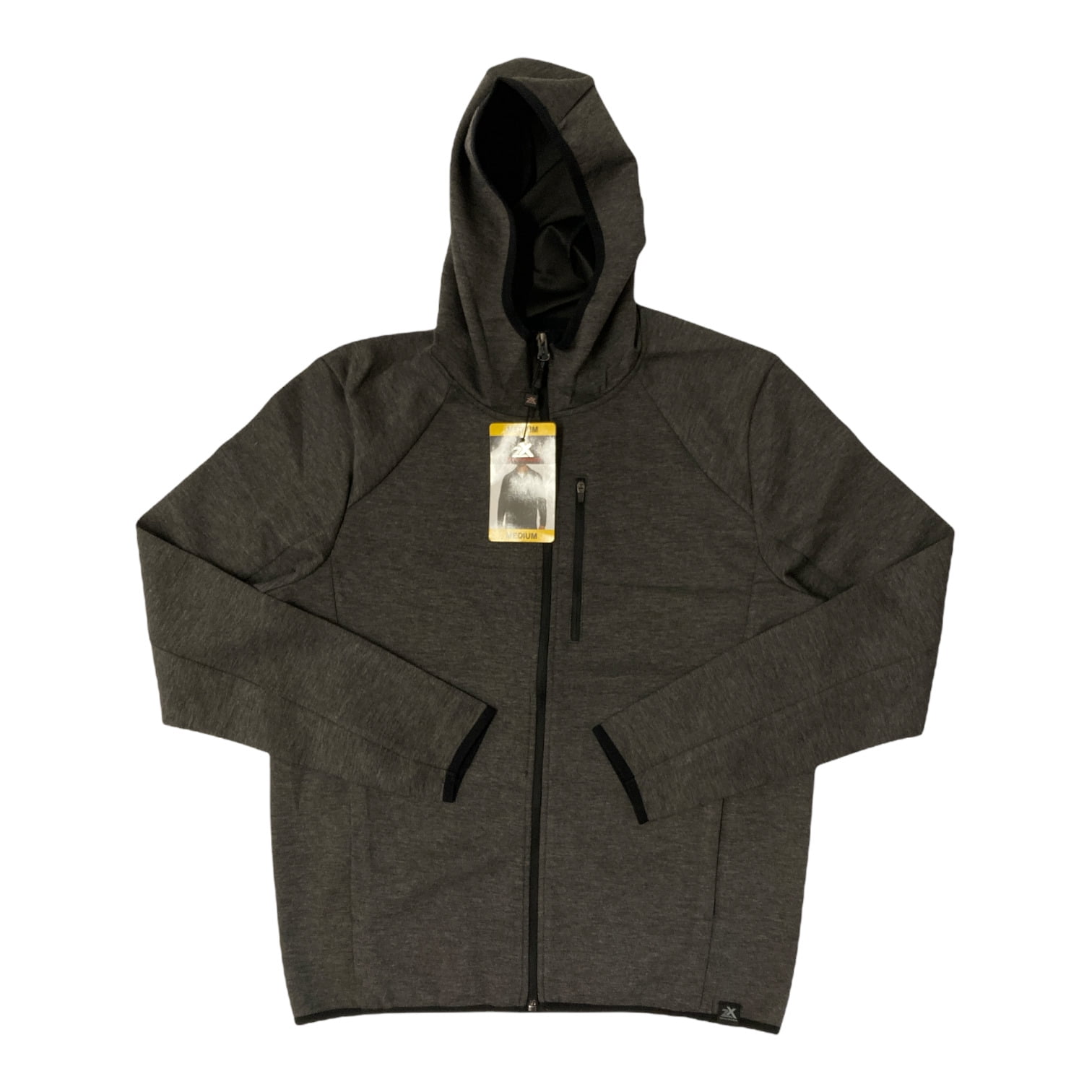 Zeroxposur Men's Full Zip Stretch Fabric Tech Fleece Hoodie (Black