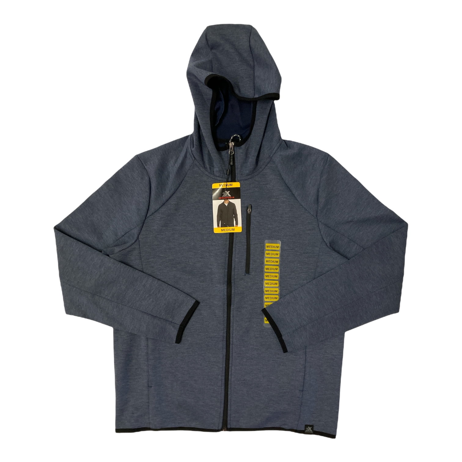 Zeroxposur Men's Full Zip Stretch Fabric Tech Fleece Hoodie (Navy