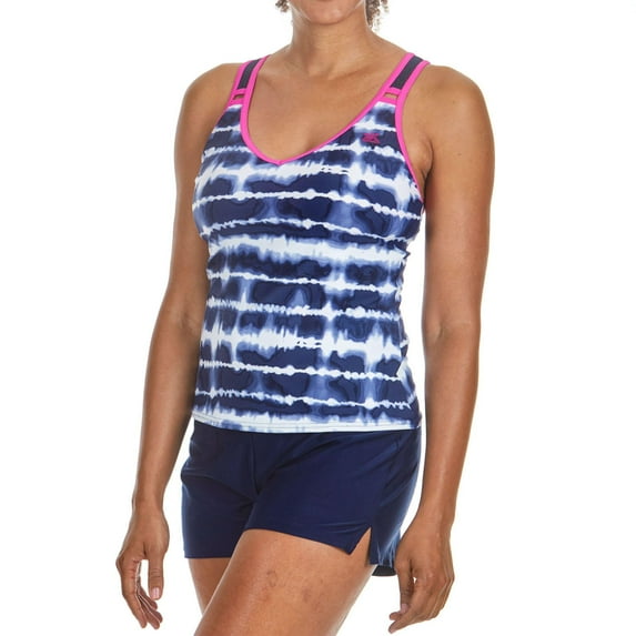 Zeroxposur Women's 2 Piece Cross Back Strap Tankini Swimsuit (Navy, M)