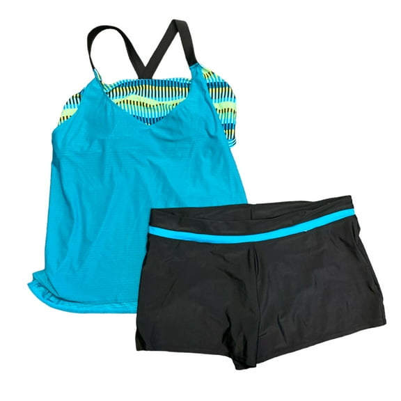 Zeroxposur Women's UPF 50+ Wide Strap Tankini Swimsuit (Riviera, S)