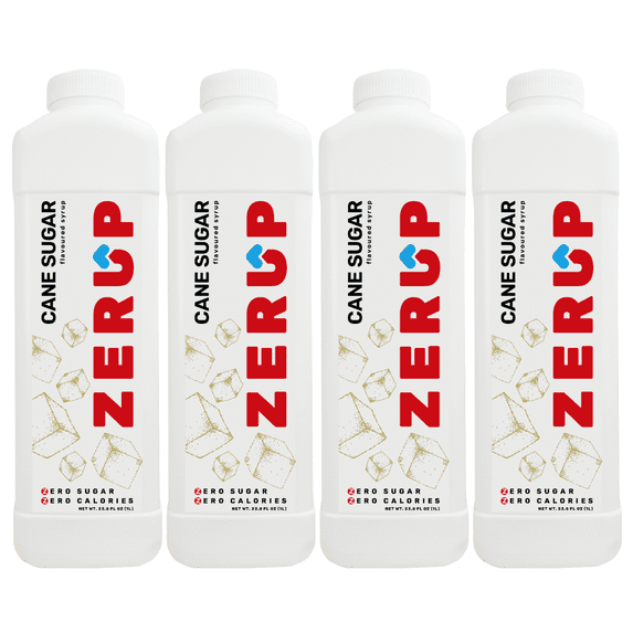 Zerup Zero Sugar Cane Sugar Syrup Sugar-Free, Zero Calories Pack of 4 33.8 Oz (1L)
