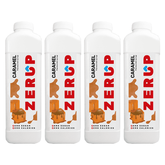 Zerup Zero Sugar Caramel Syrup Sugar-Free, Zero Calories Pack of 4 33.8 Oz (1L)