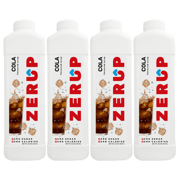 Zerup Zero Sugar Cola Syrup Sugar-Free, Caffeine-Free, Zero Calories Pack of 4 33.8 Oz (1L)