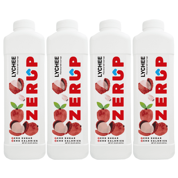 Zerup Zero Sugar Lychee Syrup Sugar-Free Zero Calories Pack of 4 33.8 Oz (1L)