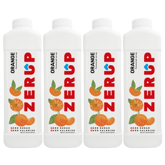 Zerup Zero Sugar Orange Syrup Sugar-Free Pack of 4 33.8 Oz (1L)