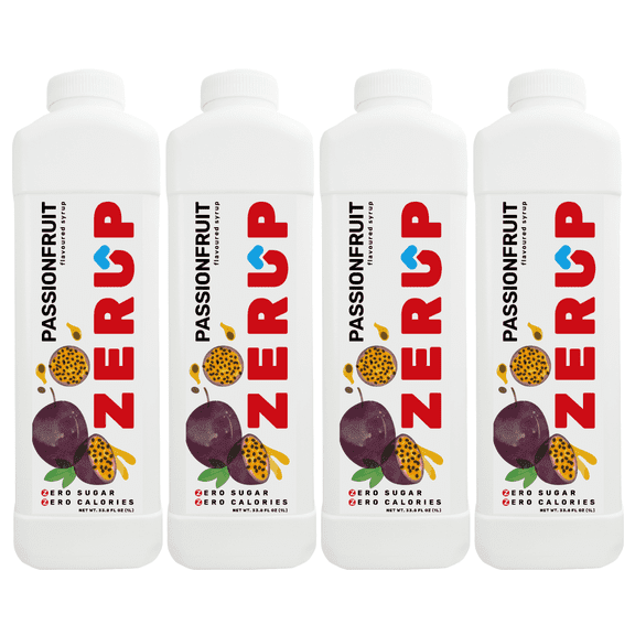 Zerup Zero Sugar Passionfruit Syrup Sugar-Free Zero Calories Pack of 4 33.8 Oz (1L)