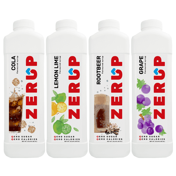 Zerup Zero Sugar Soda Sugar-Free, Zero Calories Pack of 4 33.8 Oz (1L)
