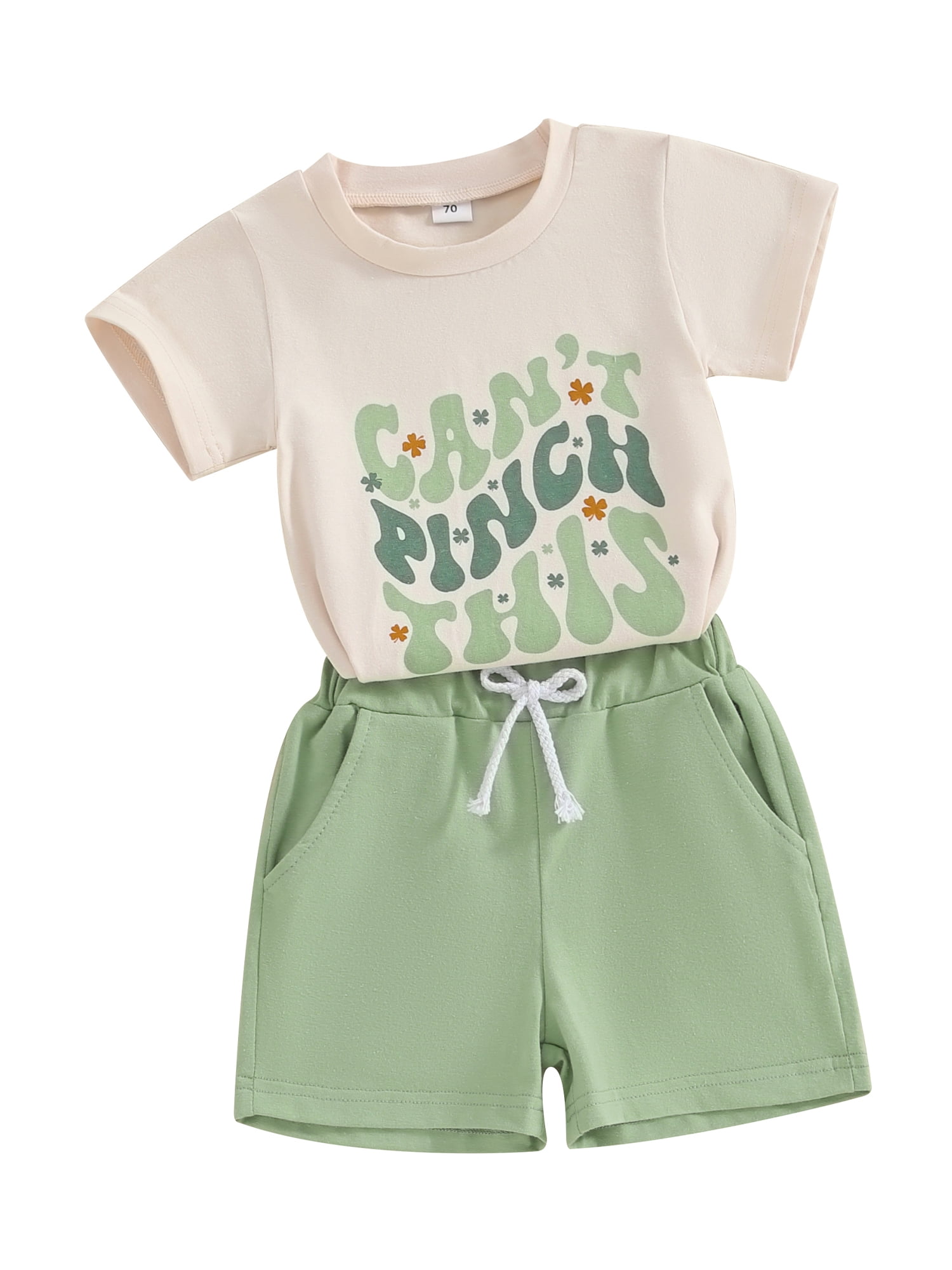 Zervatek Toddler Boys Summer Shorts Sets Short Sleeve Letter Four Leaf