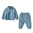 thumbnail image 1 of Zesgjue Boys Girls Clothes Hoodies Zipper Sweatshirt+Trouser Casual 2Pcs Sizes 6-12 Months, Blue, 1 of 3