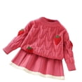 thumbnail image 1 of Zesgjue Girls Sweater Dress Style Jacquard Knit Two Piece Autumn And Winter New Girls Baby Dress Sizes 3-4 Years, Pink, 1 of 3