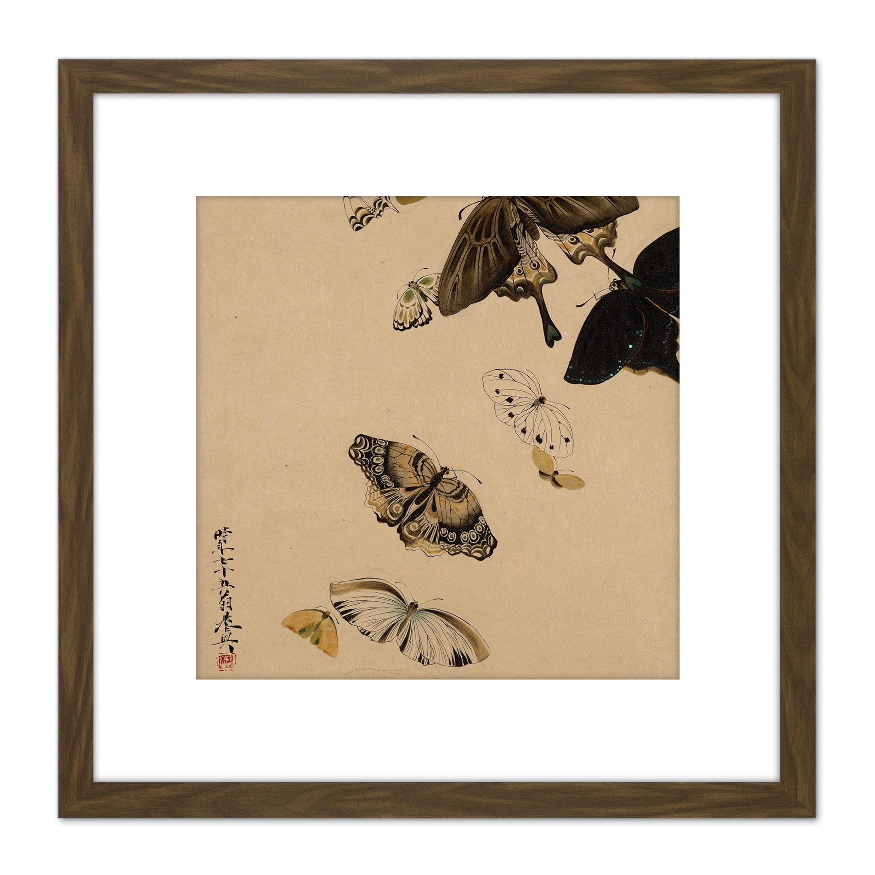 Zeshin Butterflies Japanese Laquer Painting 8X8 Inch Square Wooden ...