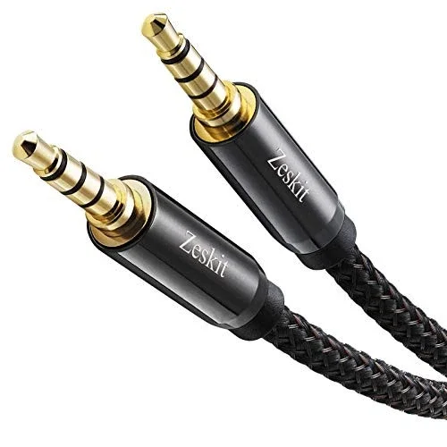 Zeskit Premium 3.5Mm Jack Male To Male Aux Audio Cable, Trrs 4 Poles For