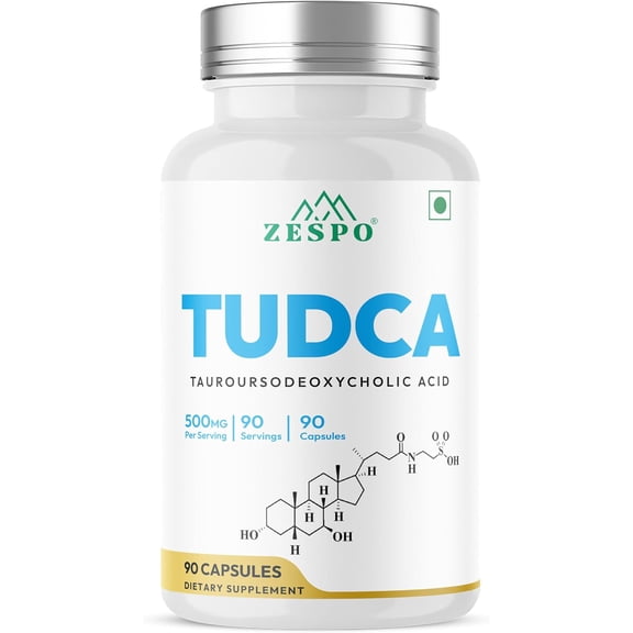 Zespo TUDCA 500mg 90 Bile Salt Capsules Tauroursodeoxycholic Acid Supplement Non-GMO, Gluten-Free, Lab Tested