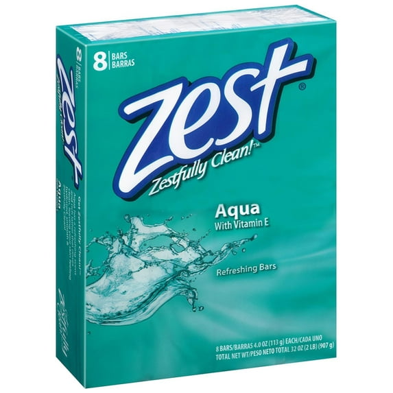 Zest 8-Bar Bath Size Soap, Aqua (Pack of 48)