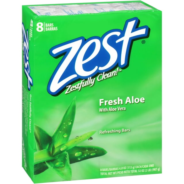 Zest Aloe Water & Pear Hydrating Deodorant Bar Soap, 4 oz., 8-Pack