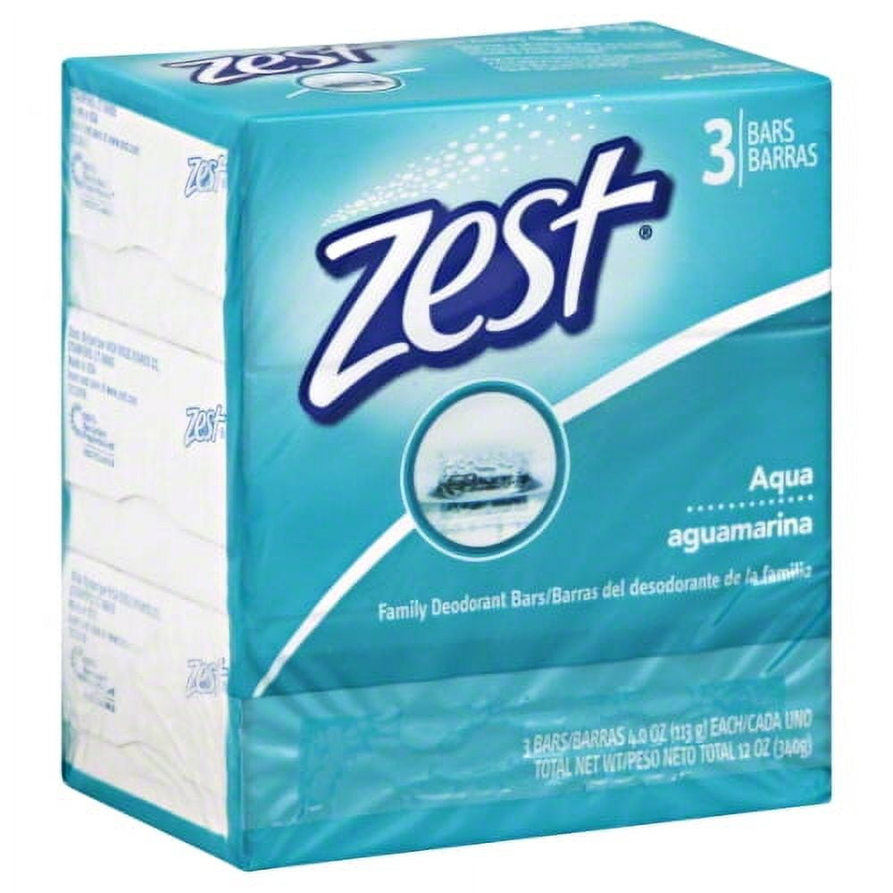 Zest, Deodorant Bar Soap, 3 ct, Aqua Scent, Refreshing Bars