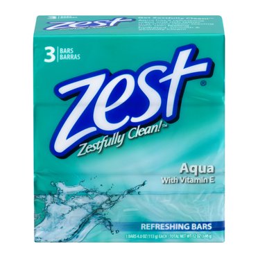 Zest Deodorant Bar Soap – Hydrating Moisture For All Skin Types, Aqua Scent, 4 Oz, Pack Of 8