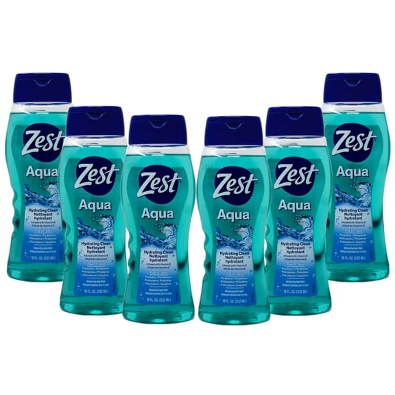 Zest Aqua Hydrating Body Wash, 18 Fl Oz (Pack Of 6) - Moisturizing & Refreshing Shower Gel, Easily Lathers For A Relaxing Bubble Bath - Foaming & Exfoliating Skin Cleanser For A Smooth & Clean Skin.