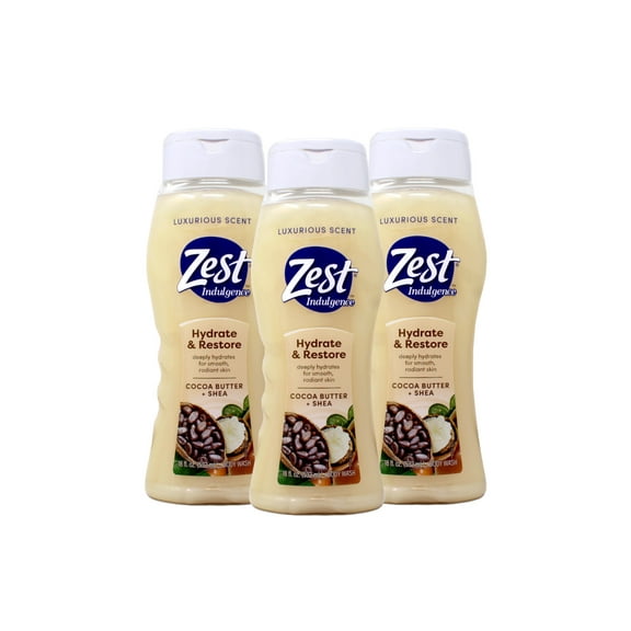 Zest Body Wash, Creamy Cocoa Butter & Shea 18 oz (Pack of 3)