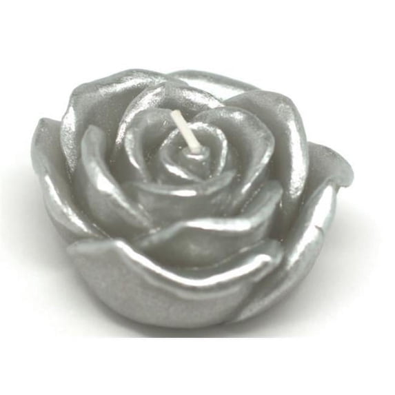 Zest Candle CFZ-102 3 in. Metallic Silver Rose Floating Candles -12pc-Box