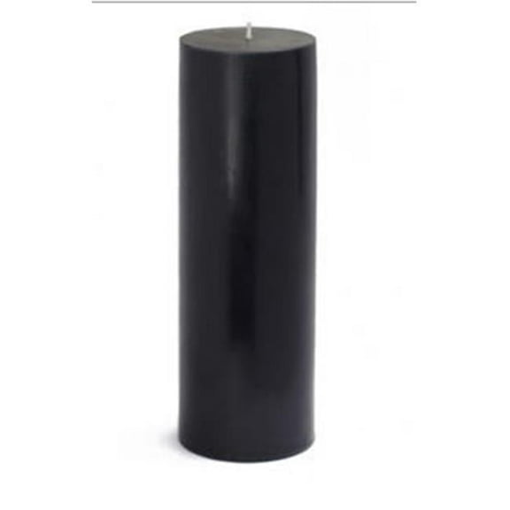 Zest Candle CPZ-103-12 3 x 9 in. Black Pillar Candles -12pcs-Case - Bulk