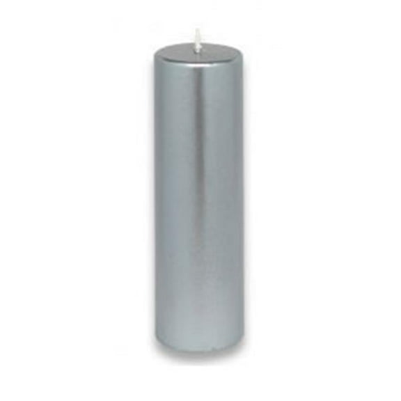 Zest Candle CPZ-123-24 2 x 6 in. Metallic Silver Pillar Candle -24pcs-Case - Bulk